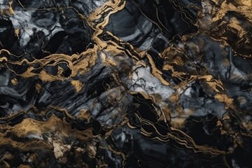 A texture of black, golden and gray smooth and crisp lines, and white marble pattern