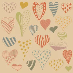 Poster Seamless pattern of cute hearts. Wallpaper for season decoration, wrapping paper, clothing prints. Vector illustration. © Alena