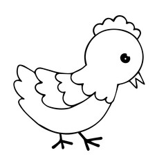 Linear sketch, coloring of a little chicken. Vector graphics.вные RGB
