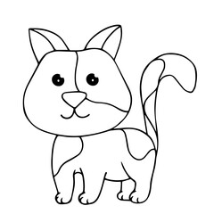 Linear sketch, coloring of a small cat. Vector graphics.