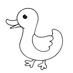 Linear sketch, coloring little duckling.Vector graphics.