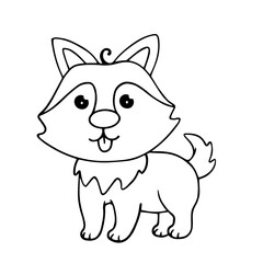 Linear sketch, coloring of a small dog. Vector graphics.