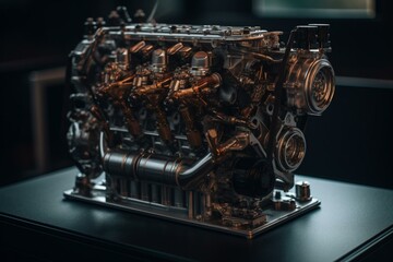 Four-cylinder internal combustion engine. Generative AI