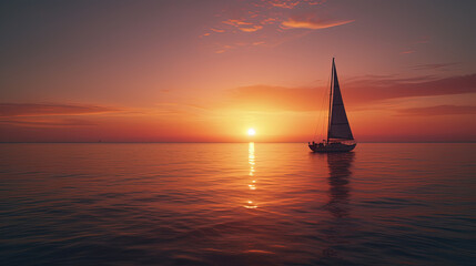 Fototapeta premium sailboat at sunset. Generative Ai