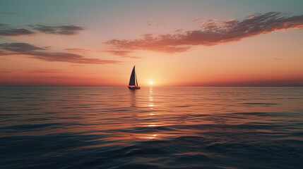 sailboat at sunset.  Generative Ai