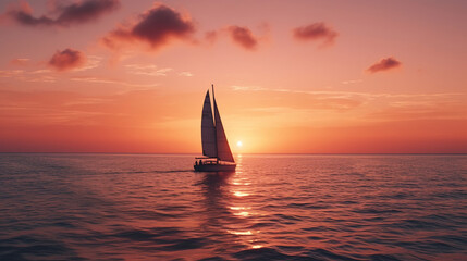 Fototapeta na wymiar sailboat at sunset. Generative Ai