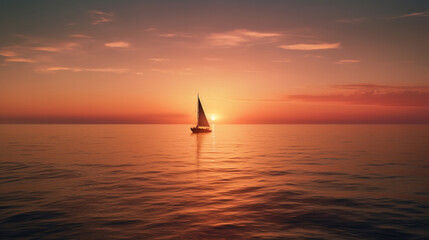sailboat at sunset.  Generative Ai