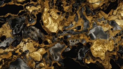 Luxurious Gold and Marble Abstract: A Wealthy Vintage 3D Illustration of Fractal Textures and Broken Stones, Generative AI