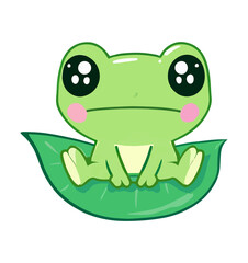 kawaii frog sitting on a leaf
