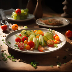 starter plate cucamelon grape tomato salad summer salad , generative ai