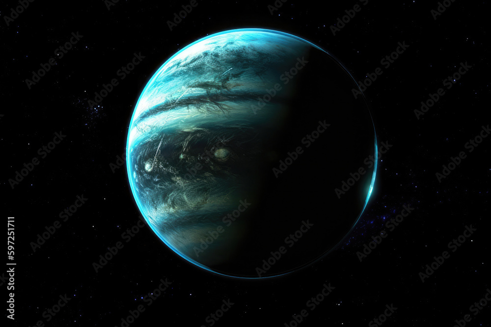 Wall mural unknown planet, view from space. deep space exploration. search for a planet to colonize. created wi