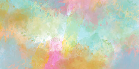 Abstract gradient colorful watercolor background on white paper texture. Aquarelle painted textured. Abstract banner and canvas design, texture of watercolor.