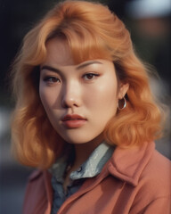 Naklejka premium AI generated portrait of woman with colorful hair