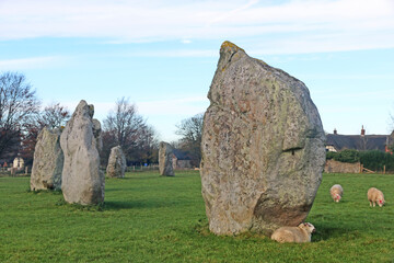 Standing stone circle at Avebury in Wiltshire