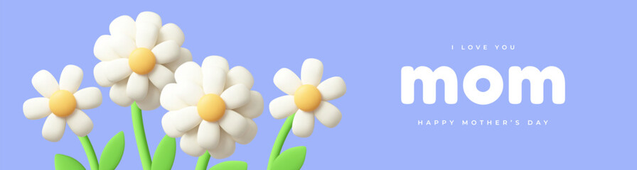 Happy Mother's Day modern banner design. 3d vector illustration.	
