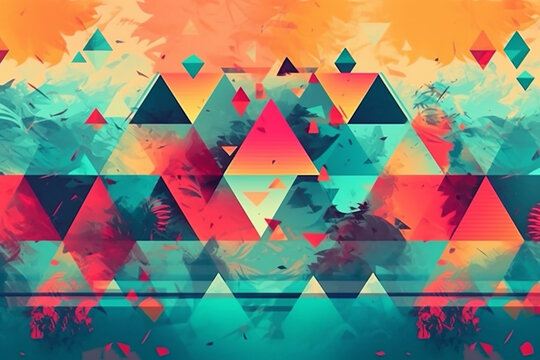 abstract geometric colorful summer vibes. Generative AI