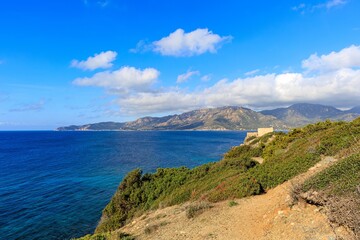 Sea coast landscape in Sardinia near Villasimus