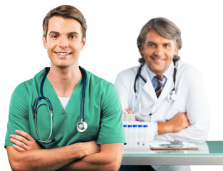 Fototapeta premium Portrait of a Smiling Nurse and Doctor