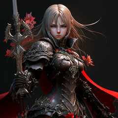 Beautiful knight commanding the most powerful black knight order.｜Generative AI