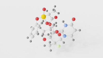 sofosbuvir molecule 3d, molecular structure, ball and stick model, structural chemical formula hcv polymerase inhibitors