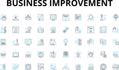 Business improvement linear icons set. Optimization, Productivity, Efficiency, Innovation, Growth, Strategy, Analysis vector symbols and line concept signs. Generative AI