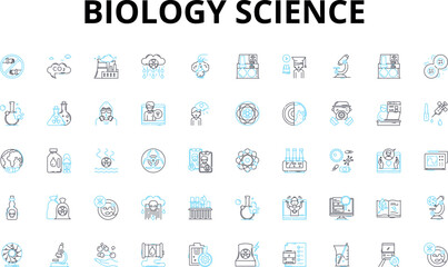 Biology science linear icons set. Photosynthesis, Mitosis, DNA, Ecosystem, Mutation, Evolution, Ecology vector symbols and line concept signs. Genetics,Microbes,Nucleus illustration Generative AI