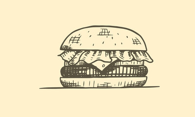 Hand drawn sketch vector illustration of a hamburger.
