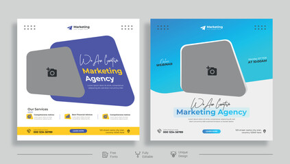 Digital marketing banner design template. Digital business marketing social media post template. Social media banner design template. Social media post design. Social media bundle design. Web banner