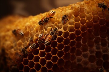 A honeycomb structure where bees live and produce honey. Generative AI
