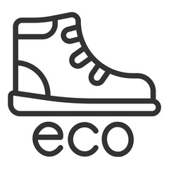 Boot, sneaker and inscription eco  - icon, illustration on white background, outline style