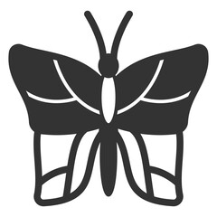 Butterfly with spread wings  - icon, illustration on white background, glyph style