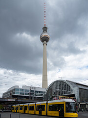 Beautiful cityscape of the city center of Berlin, Germany, with a detail of a TV tower called the...