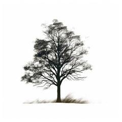 Cedar tree silhouette white background