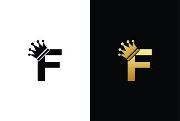 initial letter F crown logo, king royal brand company logo design vector template