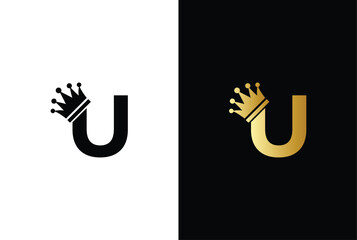 initial letter U crown logo, king royal brand company logo design vector template © MONI