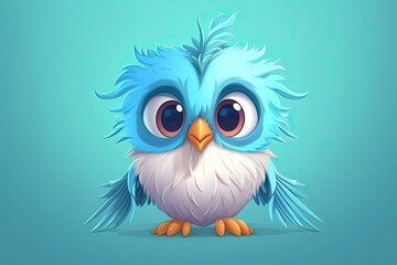 Fototapeta premium Cute cartoon bird in blue color