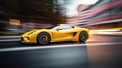 Fototapeta na wymiar yellow car speeding
