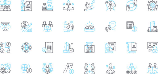 Risk Ideas linear icons set. Uncertainty, Hazard, Vulnerability, Ambiguity, Exposure, Threat, Probability line vector and concept signs. Contingency,Dilemma,Peril outline illustrations Generative AI