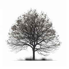 Dogwood tree silhouette white background
