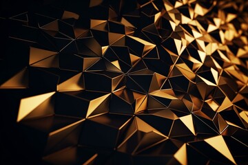 3D carbon gold polygonal background. Generative AI