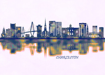 Fototapeta premium Charleston South Carolina. Cityscape Skyscraper Buildings Landscape City Background Modern Architecture Downtown Abstract Landmarks Travel Business Building View Corporate