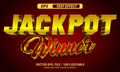 Jackpot winner 3d editable vector text effect