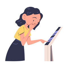 Woman Character Using Information Board with Interactive Interface Vector Illustration