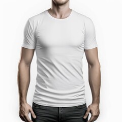 Obraz premium Fashionable Men's Wear: White T-Shirt Mockup for Clothing Display
