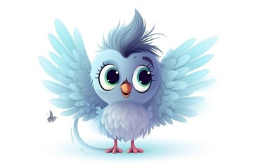 Fototapeta premium Cute cartoon bird in blue color