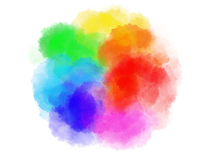 Abstract watercolor hand painted background. Colorfully wet rainbow with white background.