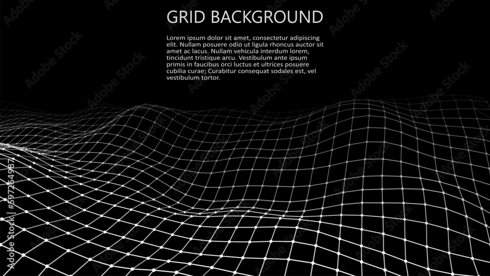 Leinwandbilder Vector perspective grid. Abstract gradient wave of lines. Big data. Digital background. Futuristic vector illustration.