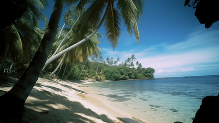 Obraz na płótnie Canvas Tropical beach background. Illustration AI Generative.