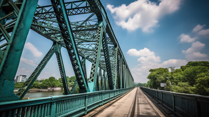 Fototapeta premium The modern metal design bridge in Yangon, generative ai