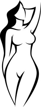 Stylized vector drawing of a beautiful naked woman. The concept of the beauty of the female body and health.